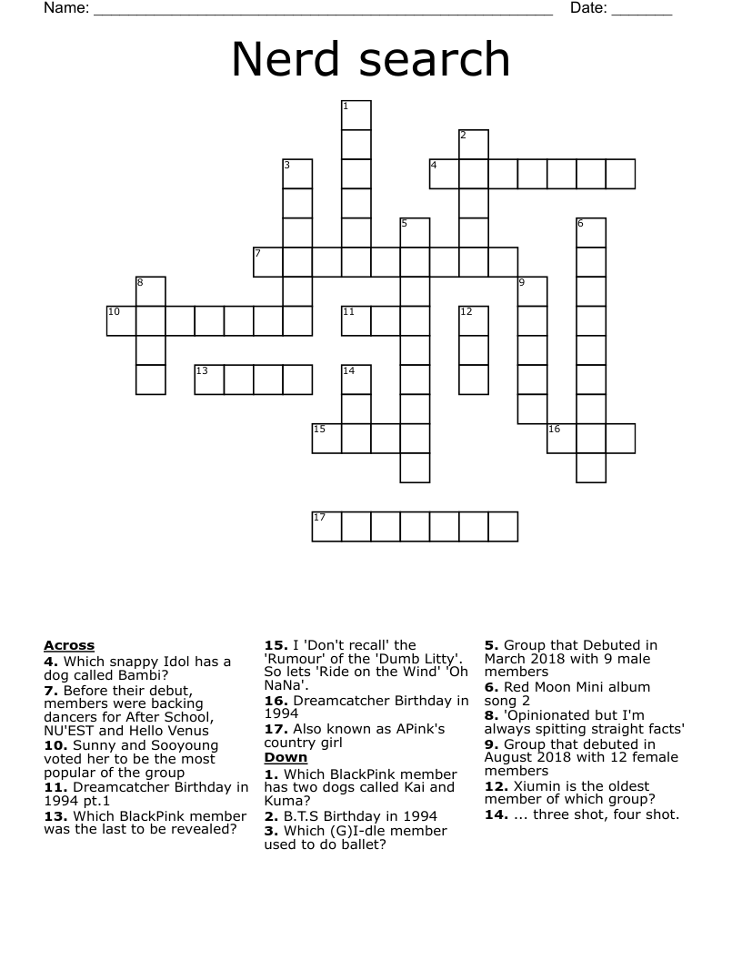 Nerd search  Crossword