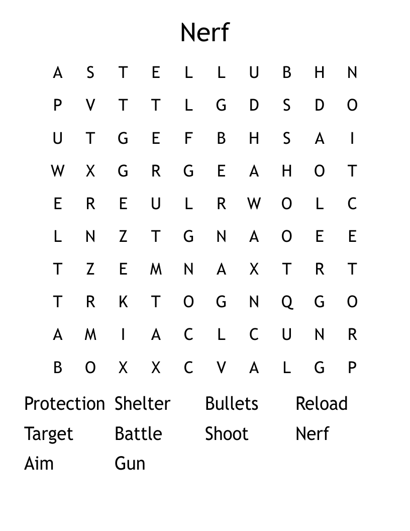 Nerf Word Search