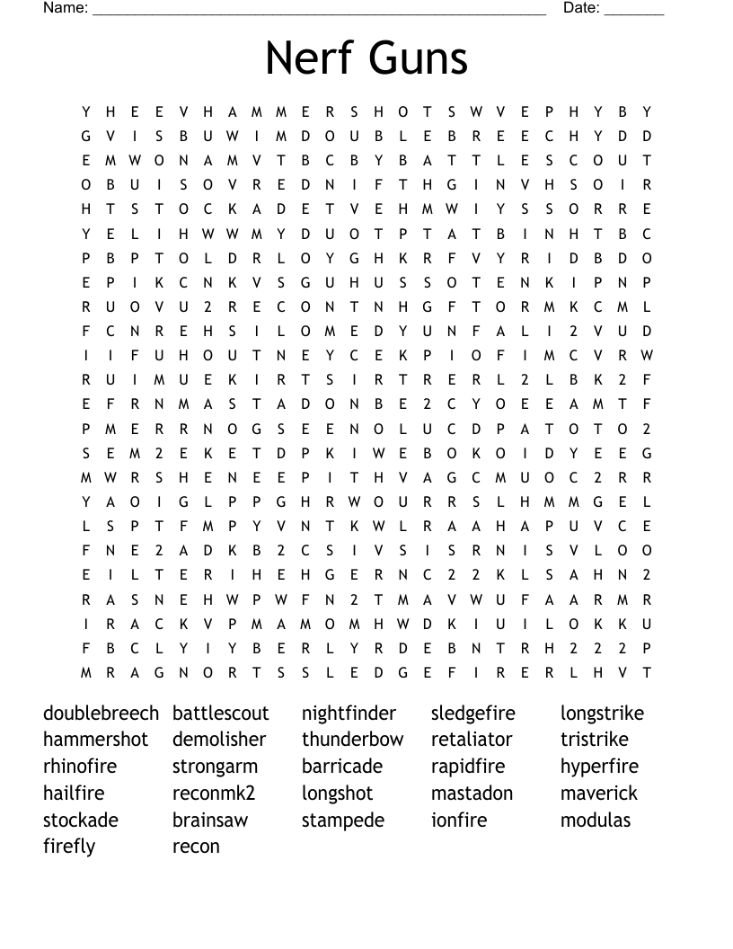 Nerf Guns Word Search