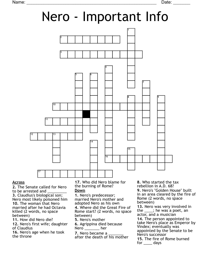 Nero - Important Info  Crossword