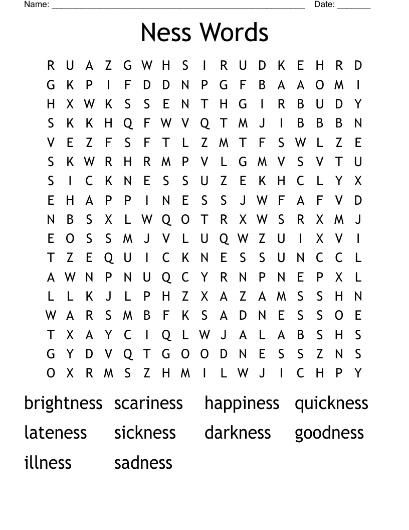 Ness Words Word Search