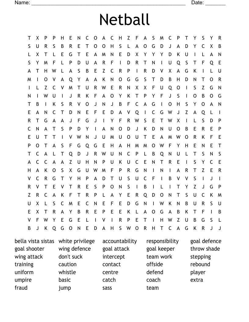 Netball Word Search