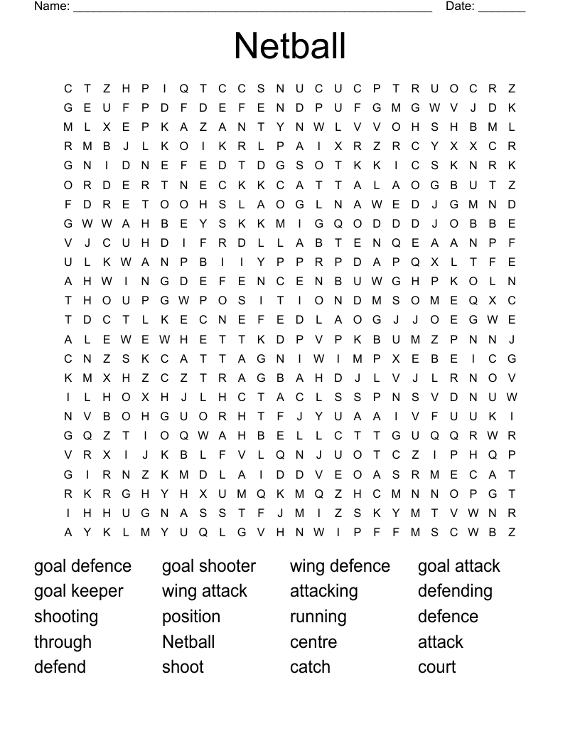 Netball Word Search