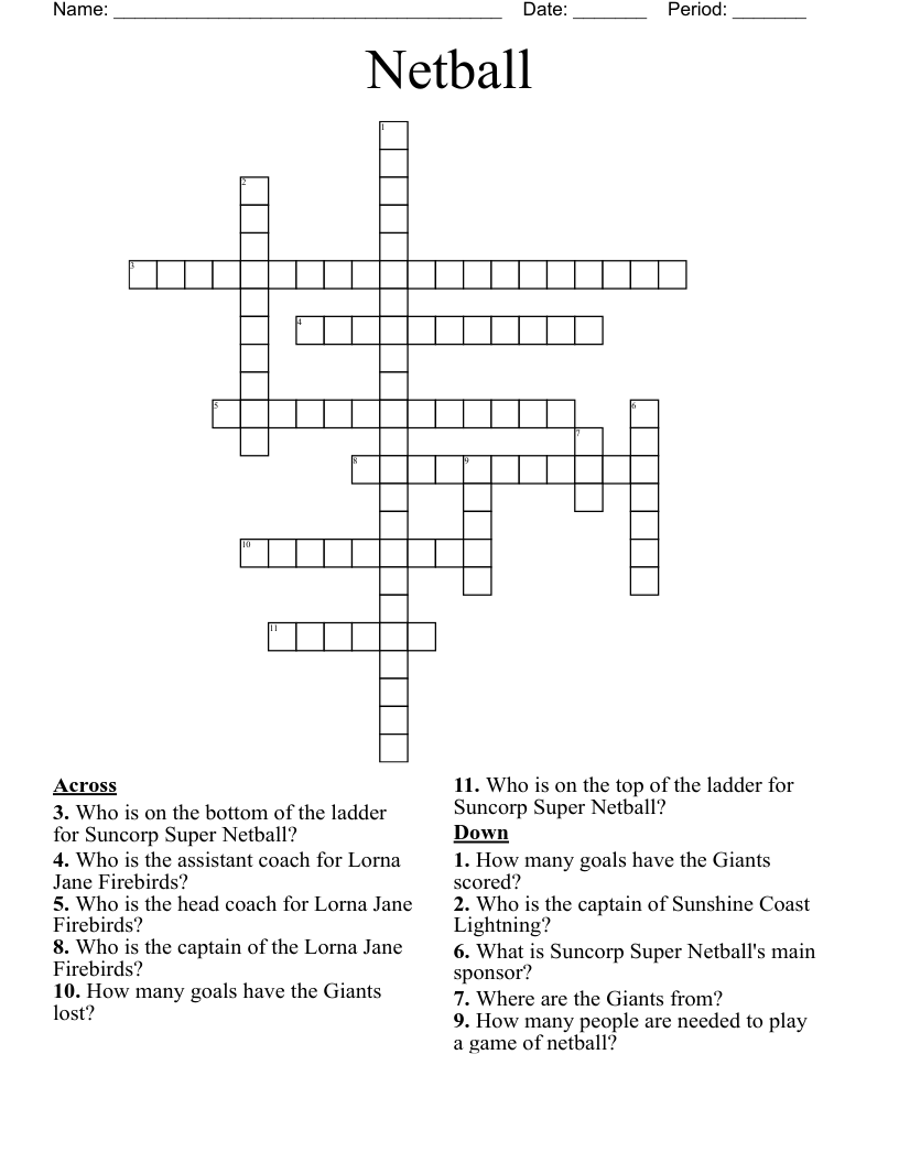 Netball Crossword