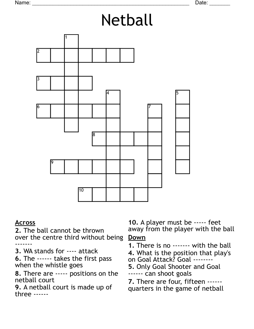 Netball Crossword