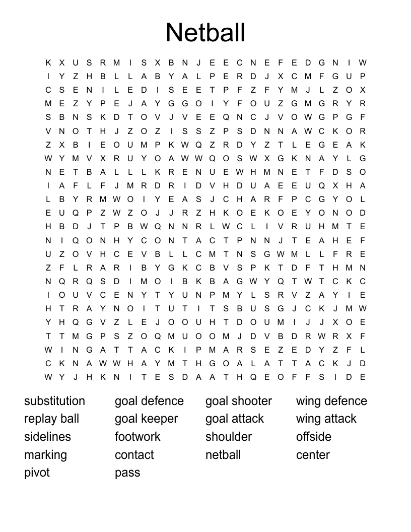 Netball Word Search
