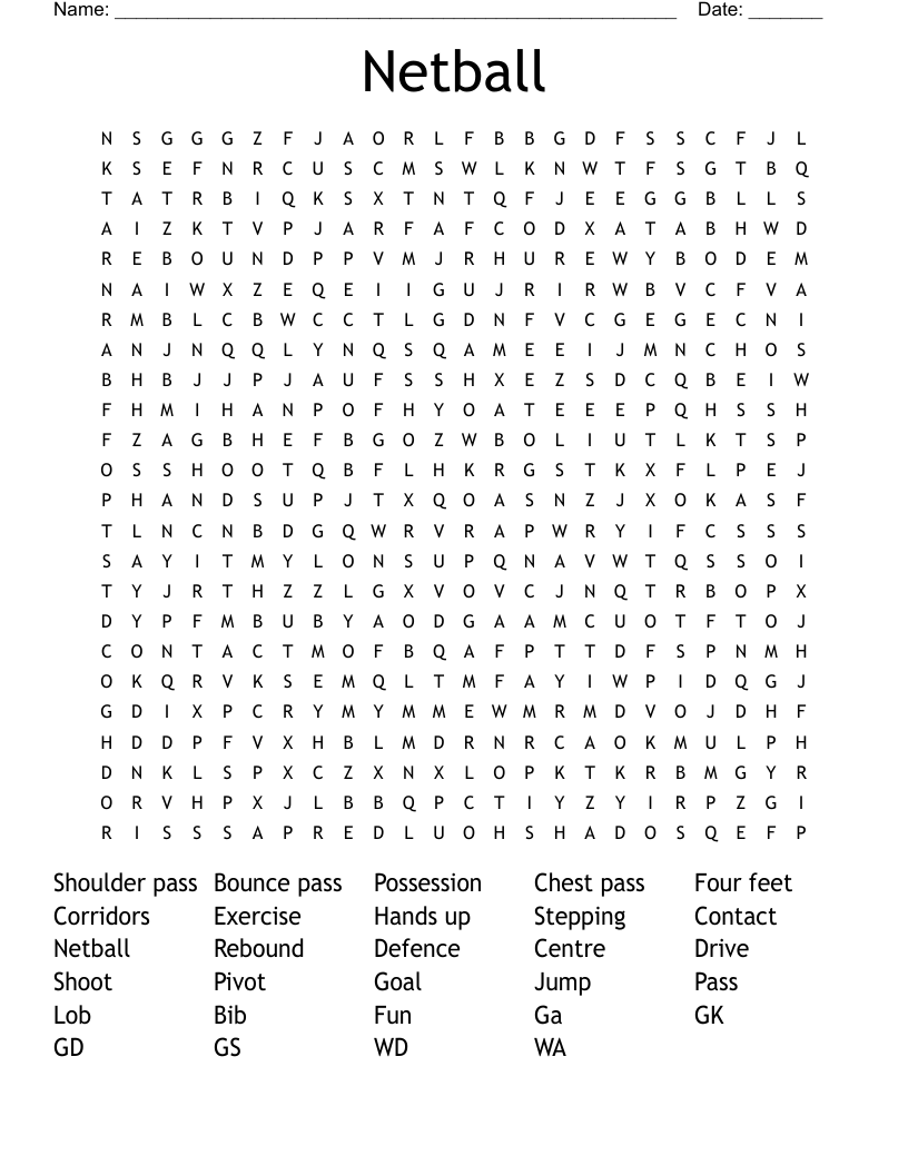 Netball Word Search