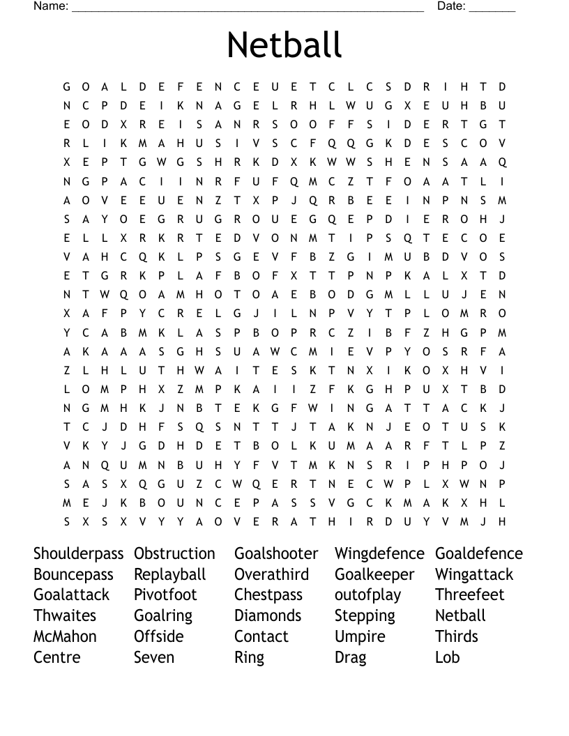 Netball Word Search