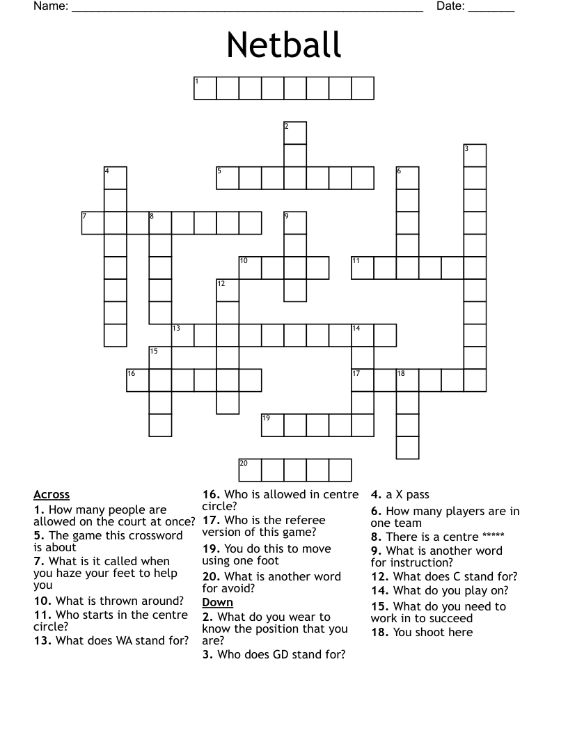 Netball Crossword