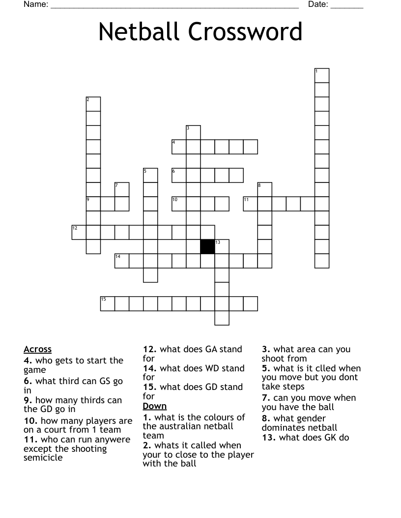 Netball Crossword