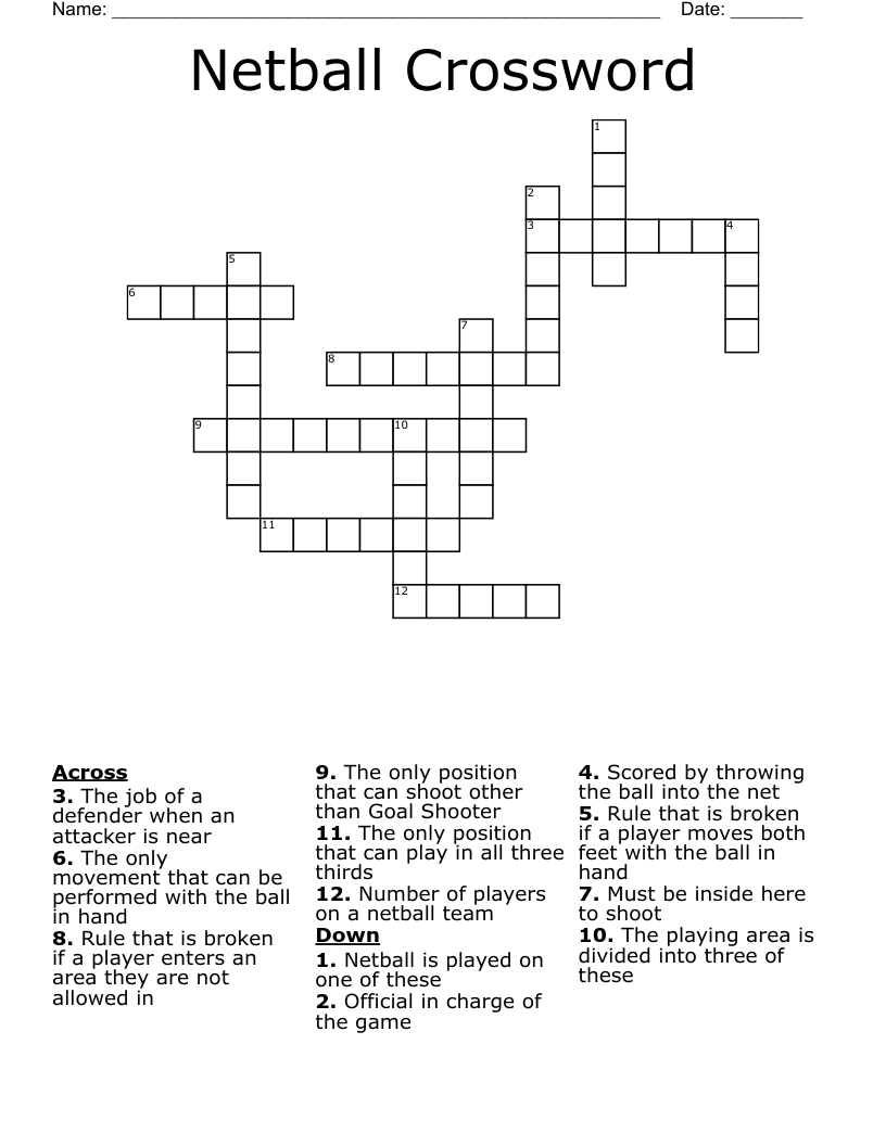 Netball Crossword