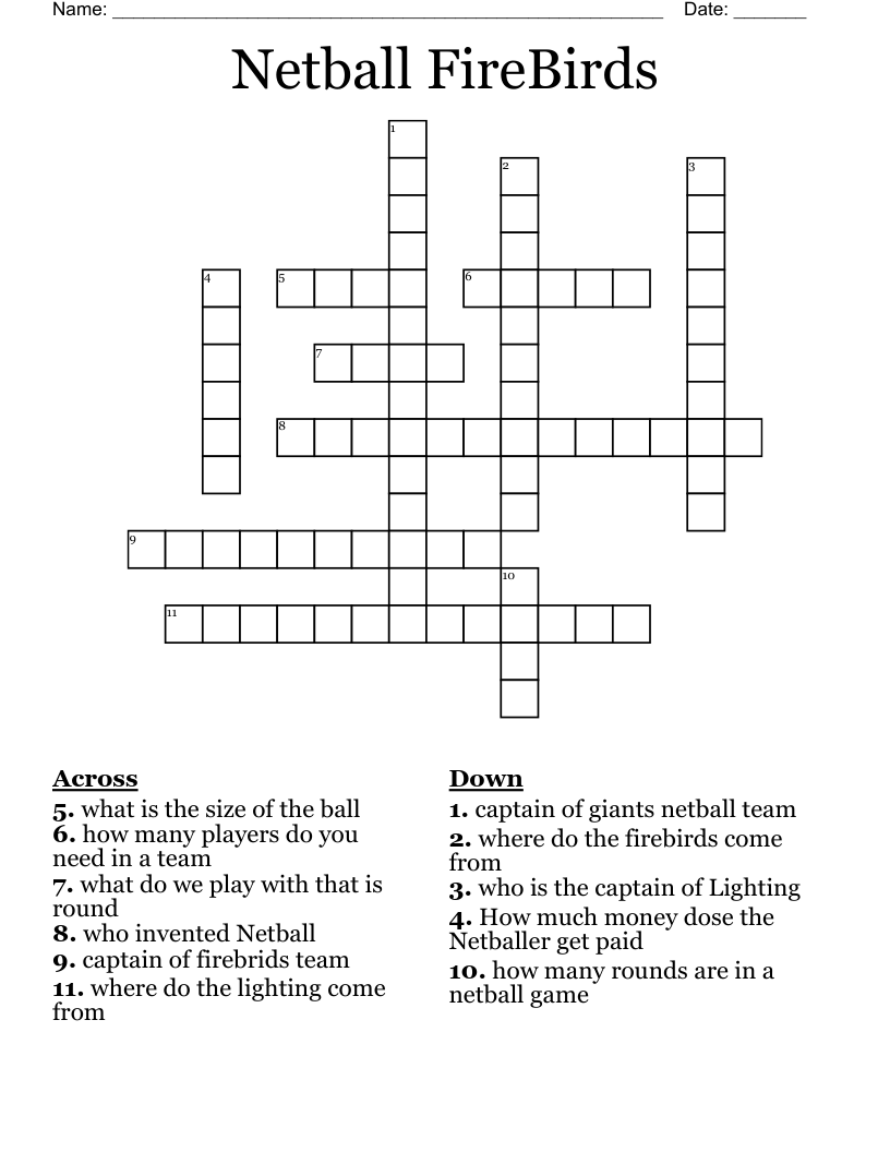 Netball FireBirds  Crossword