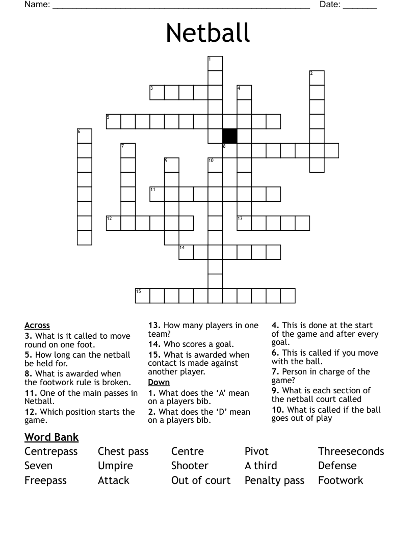 Netball  Crossword