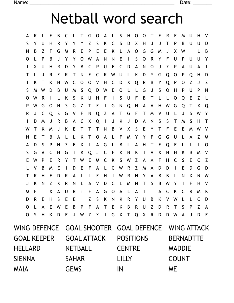Netball word search