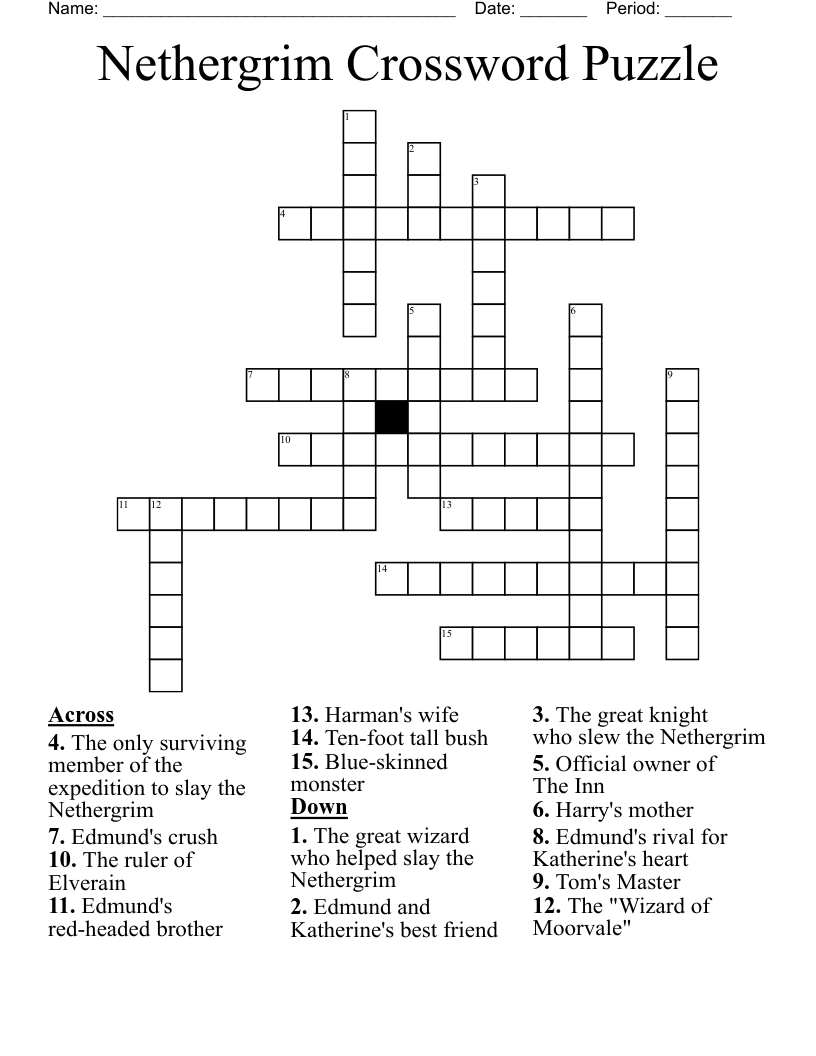 Nethergrim Crossword Puzzle