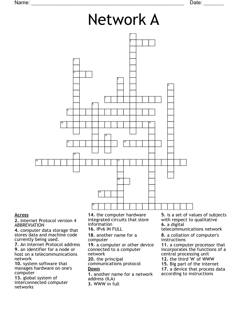 Network A Crossword