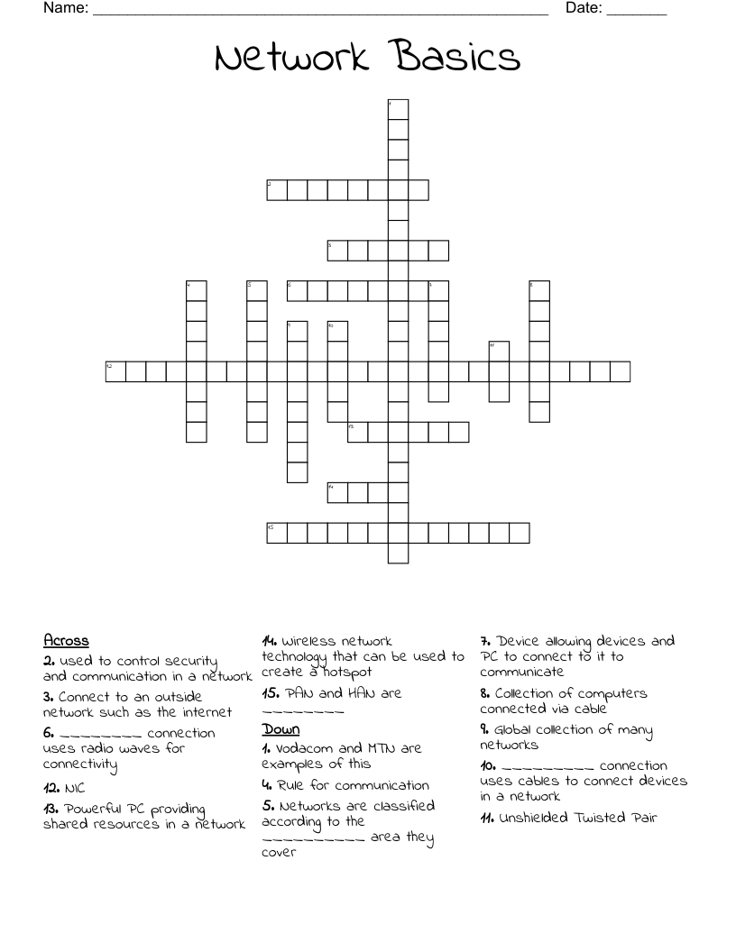 Network Basics Crossword