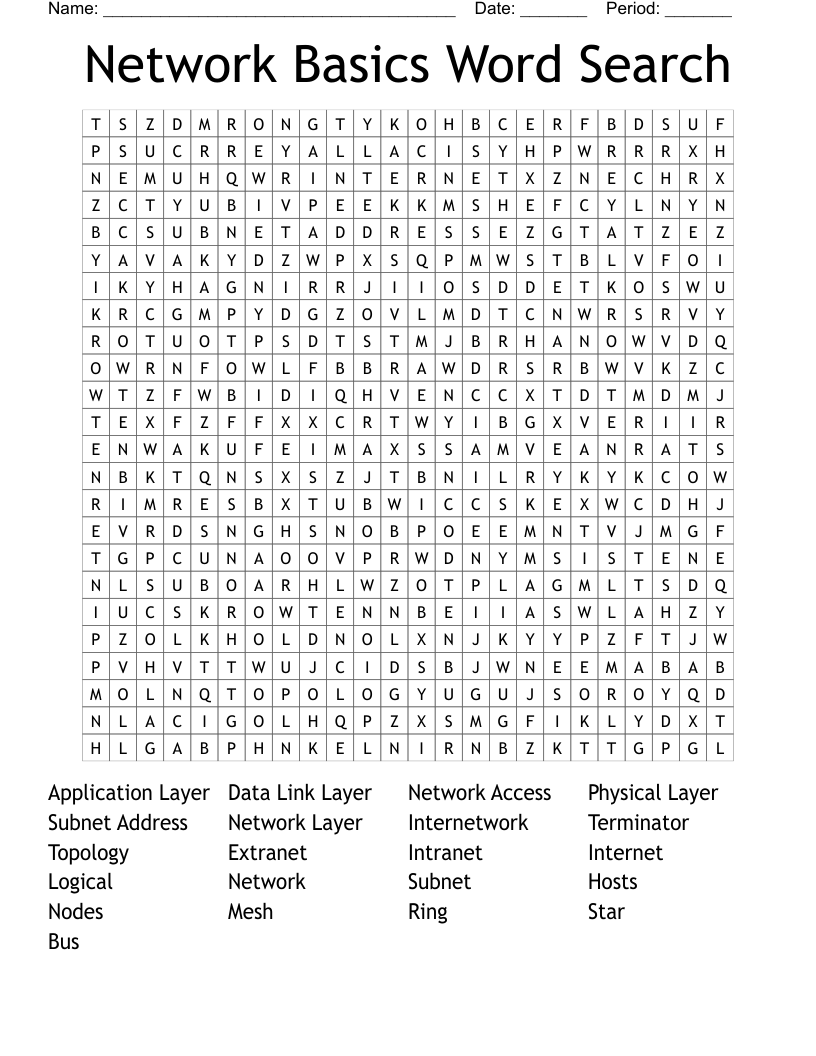 Network Basics Word Search