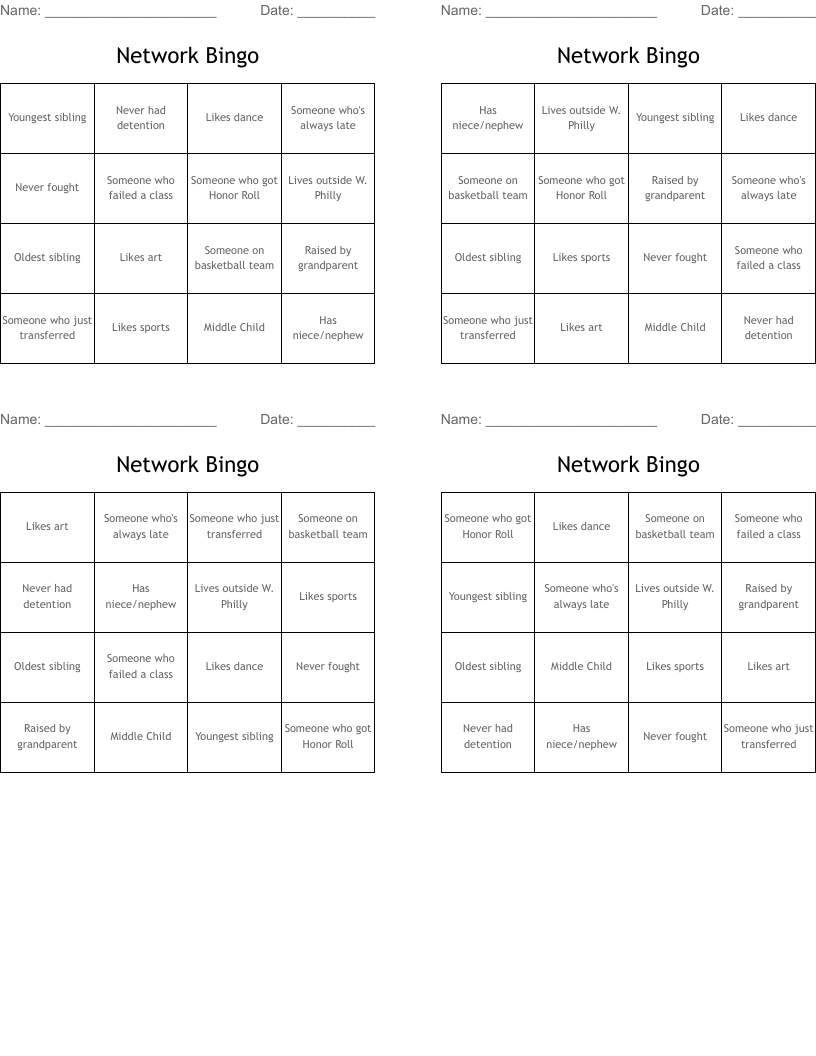 Network Bingo
