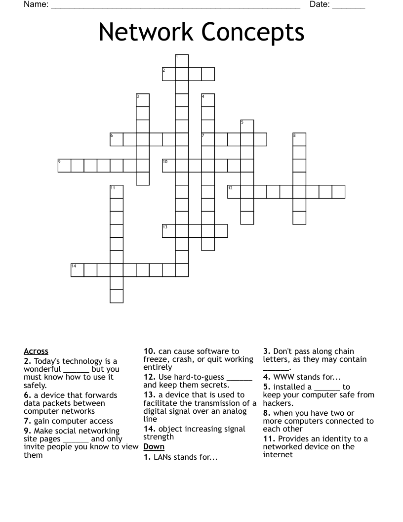 Network Concepts Crossword