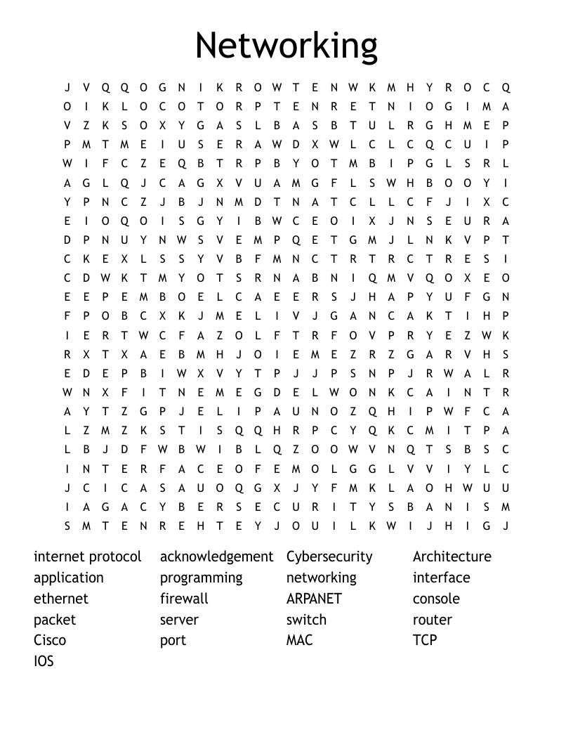 Networking Word Search