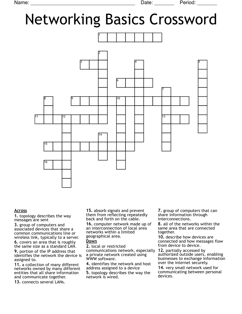 Networking Basics Crossword