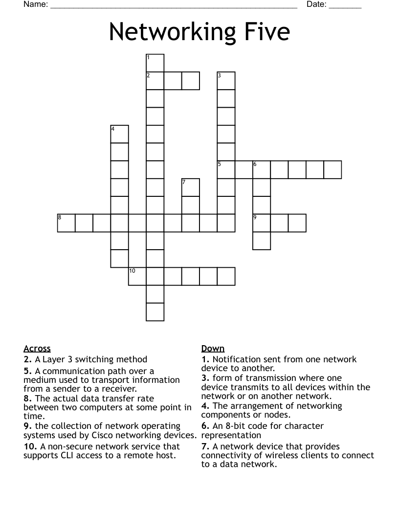 Networking Five  Crossword