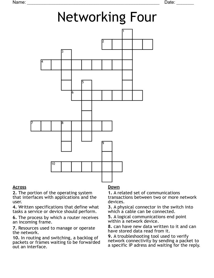 Networking Four Crossword