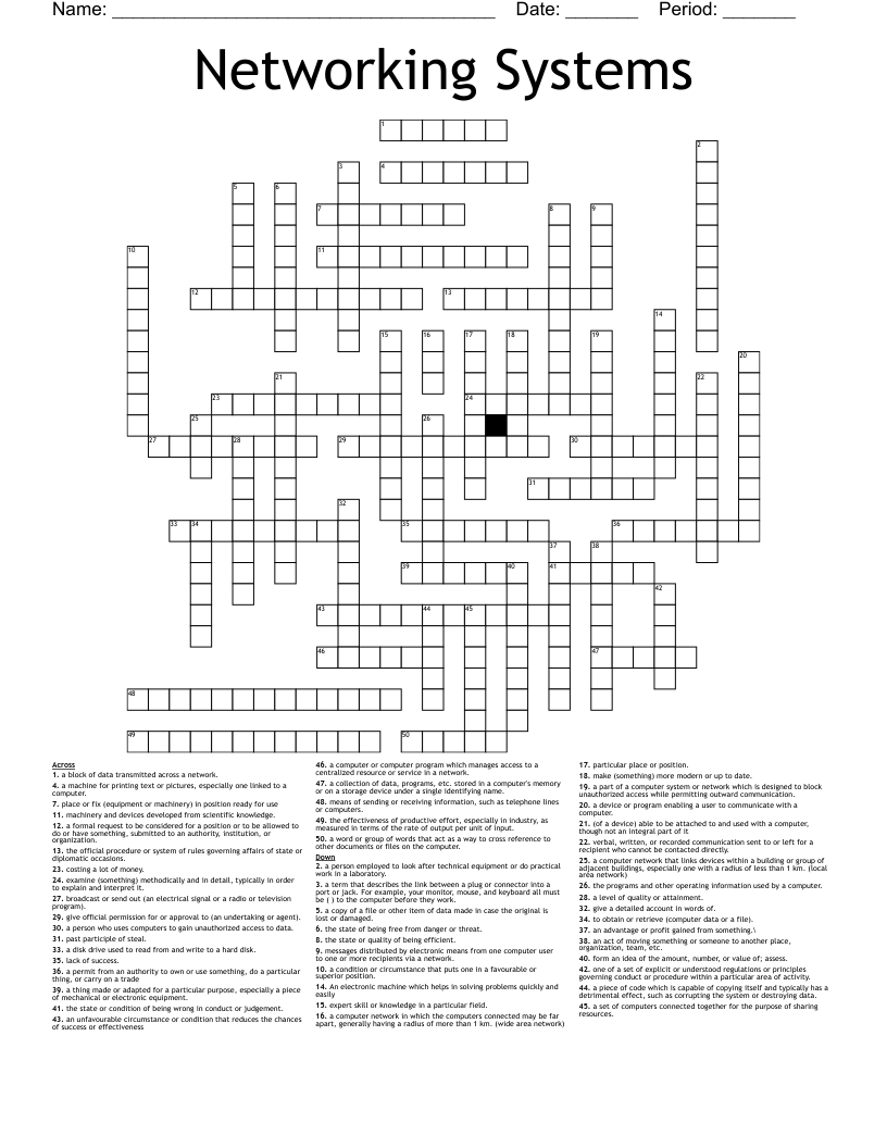 Networking Systems Crossword
