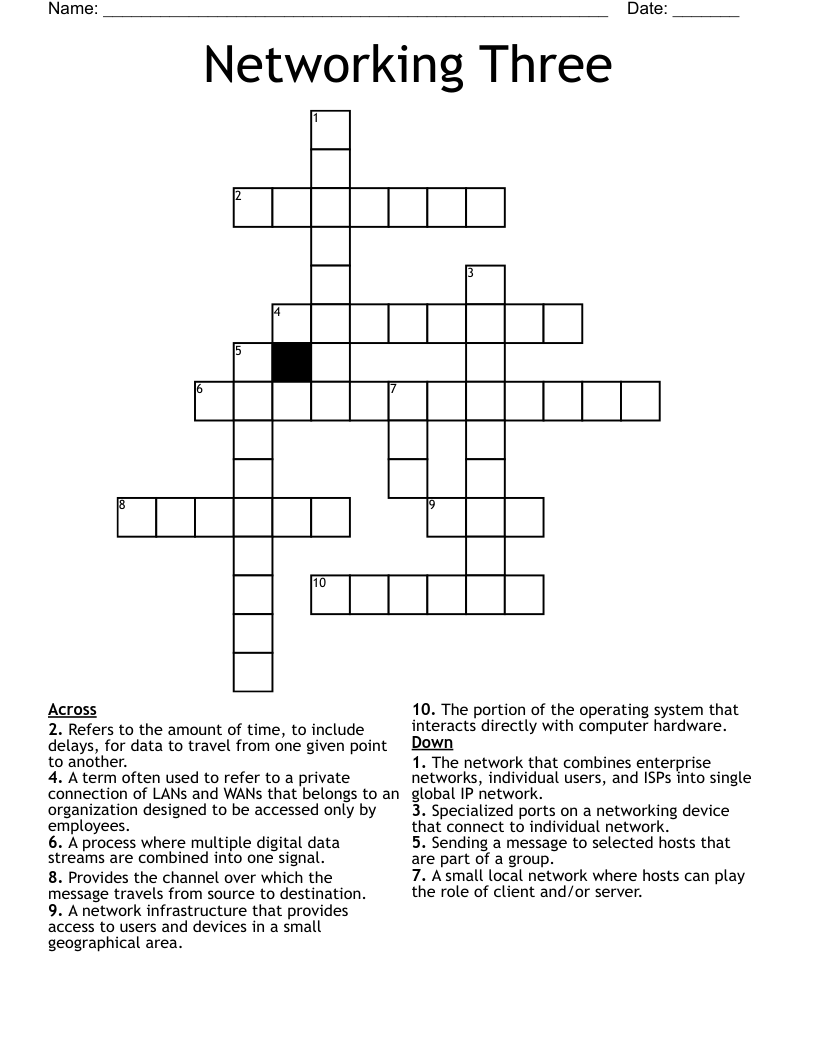 Networking Three Crossword
