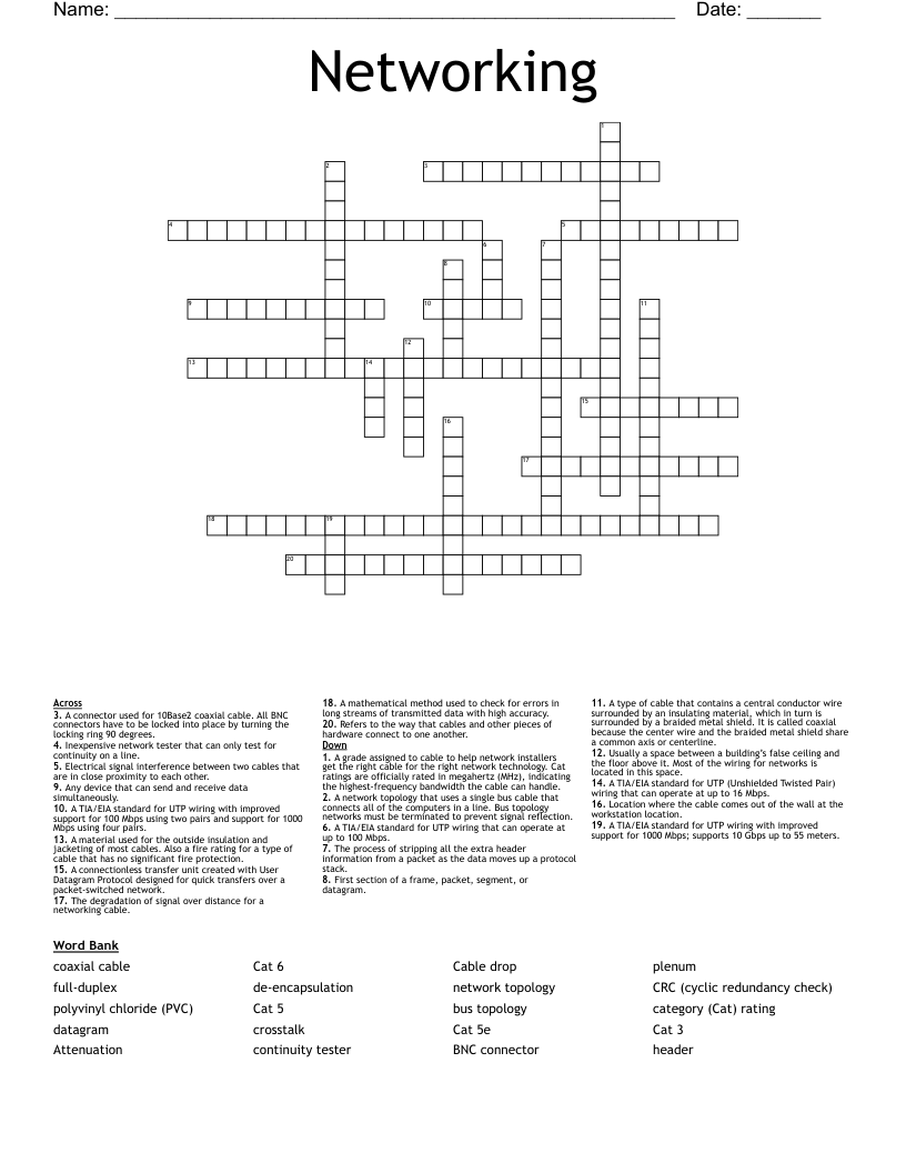 Networking  Crossword