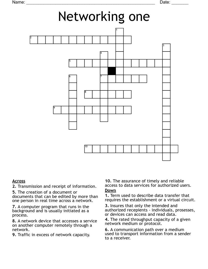 Networking one Crossword