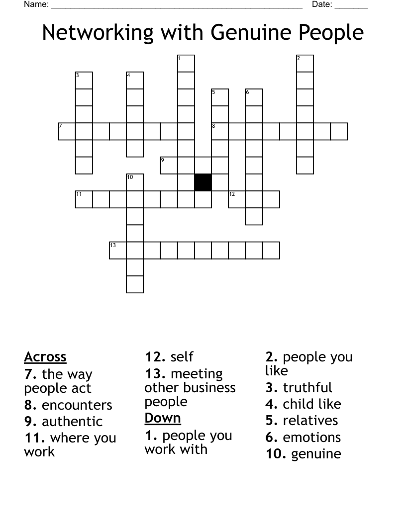 Networking with Genuine People Crossword