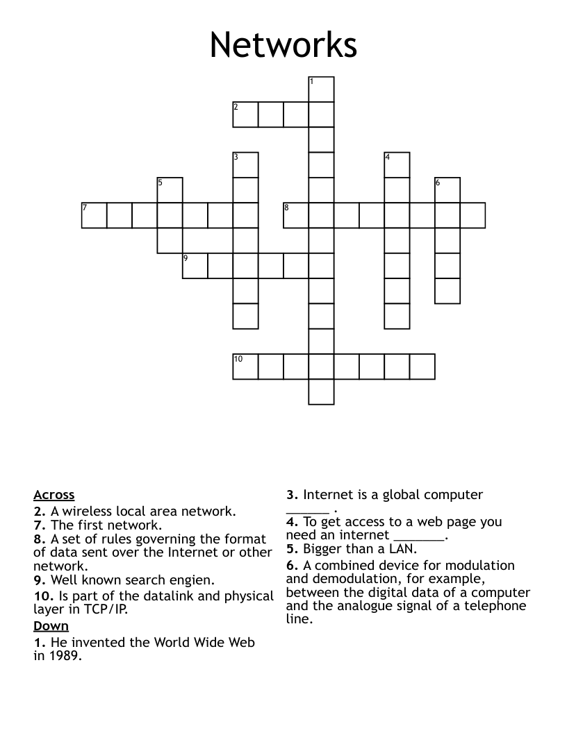 Networks Crossword