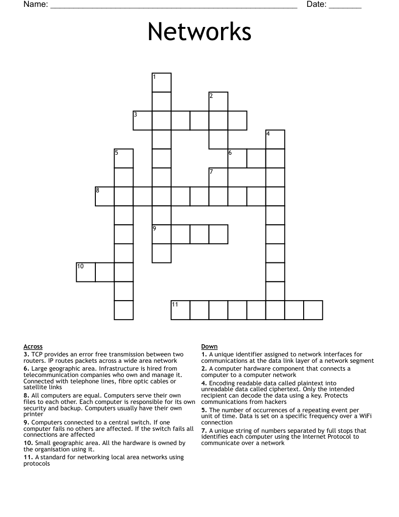 Networks Crossword