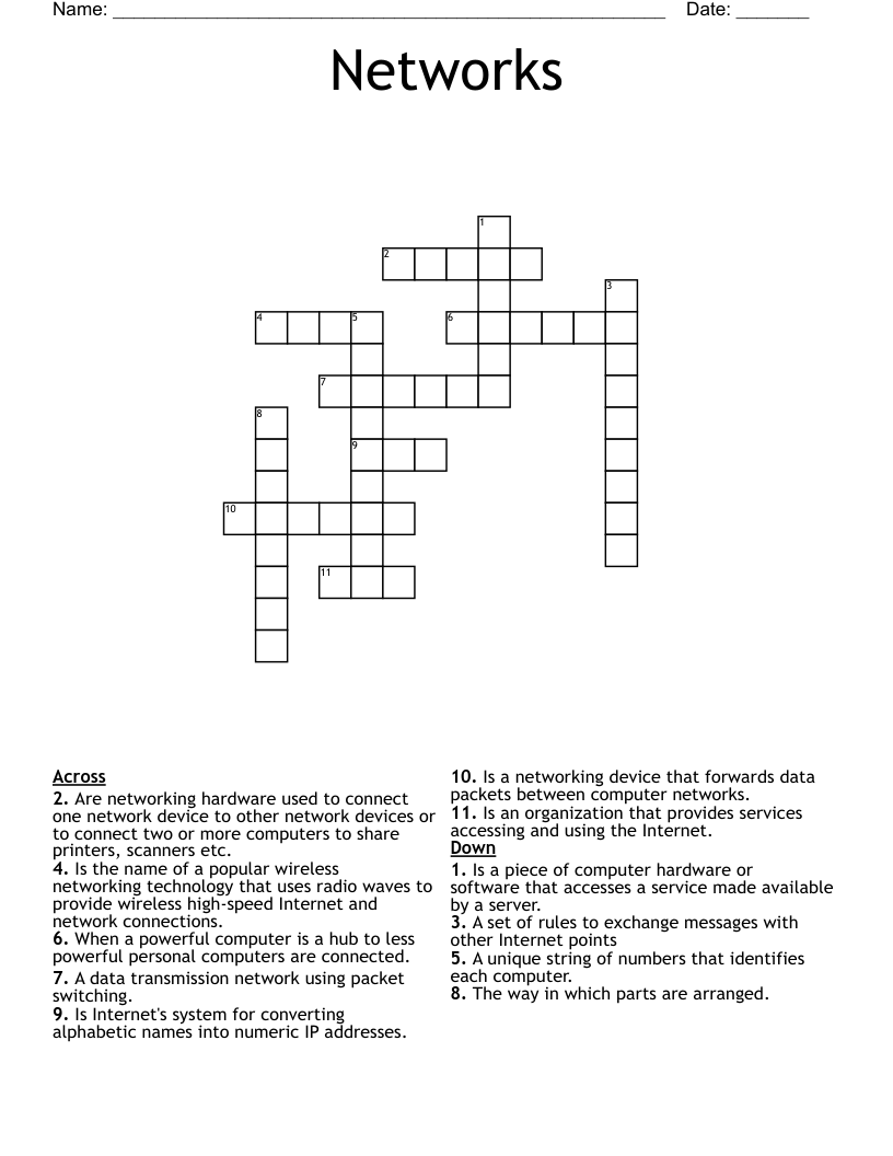 Networks Crossword