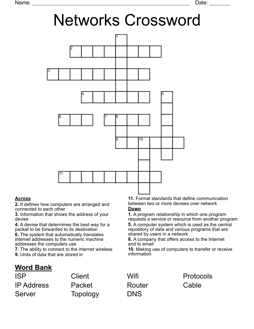 Networks Crossword