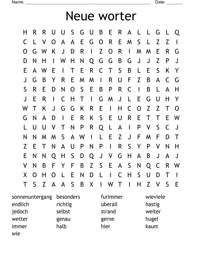 Neue worter Word Search