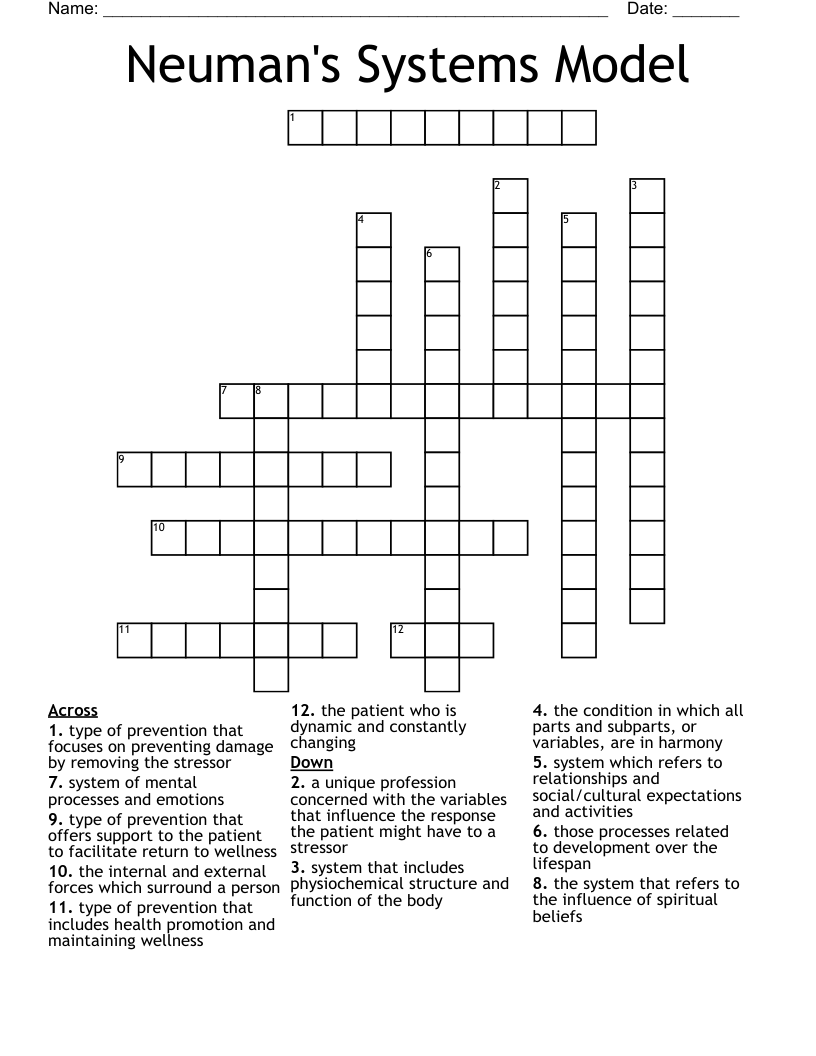 Neuman's Systems Model Crossword
