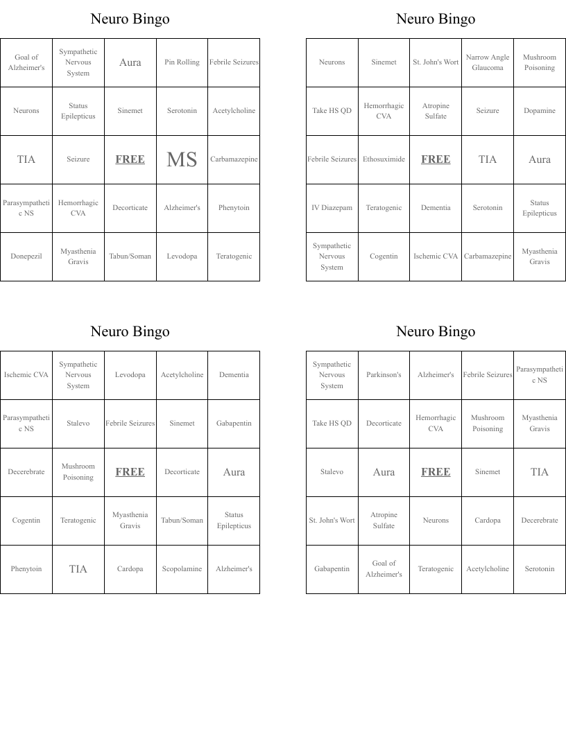 Neuro Bingo