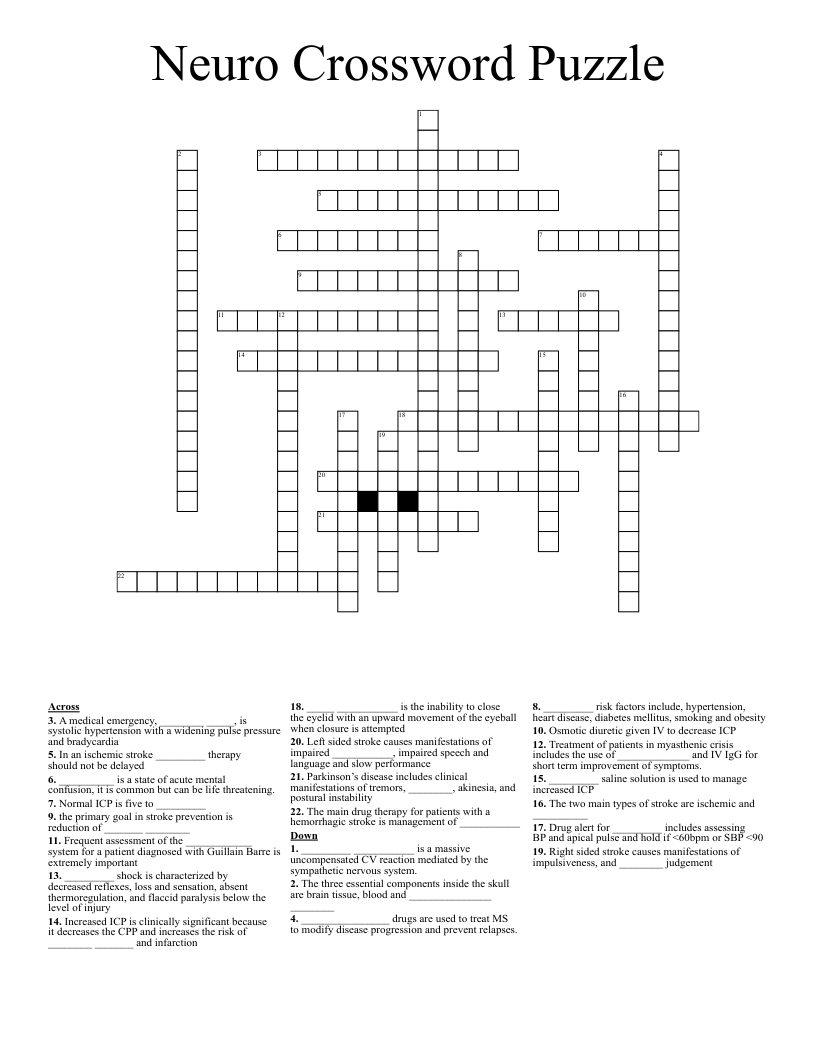 Neuro Crossword Puzzle