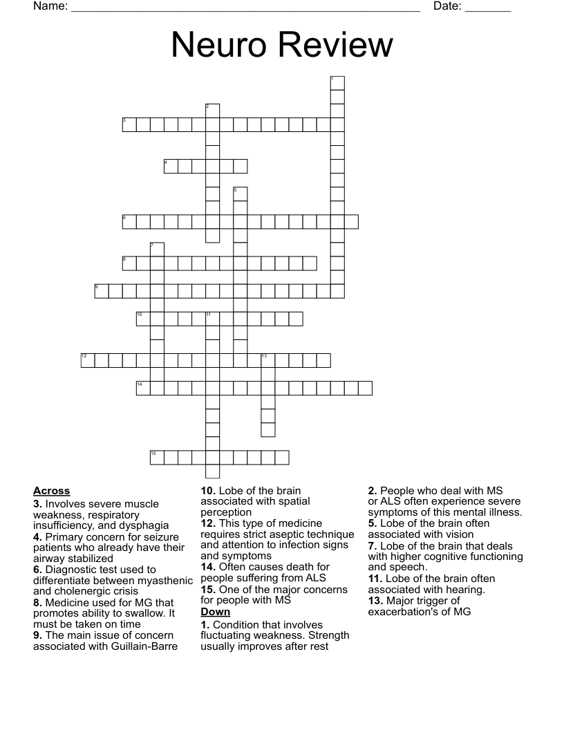 Neuro Review Crossword