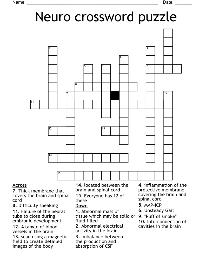 Neuro crossword puzzle