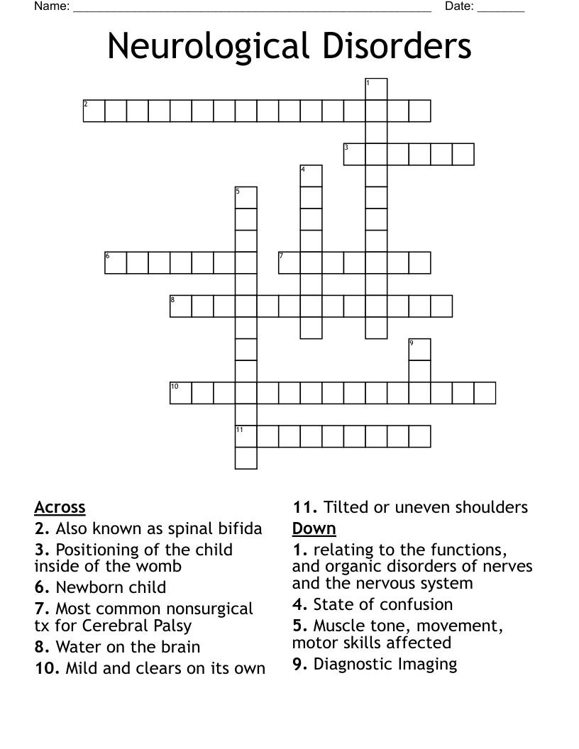 Neurological Disorders Crossword