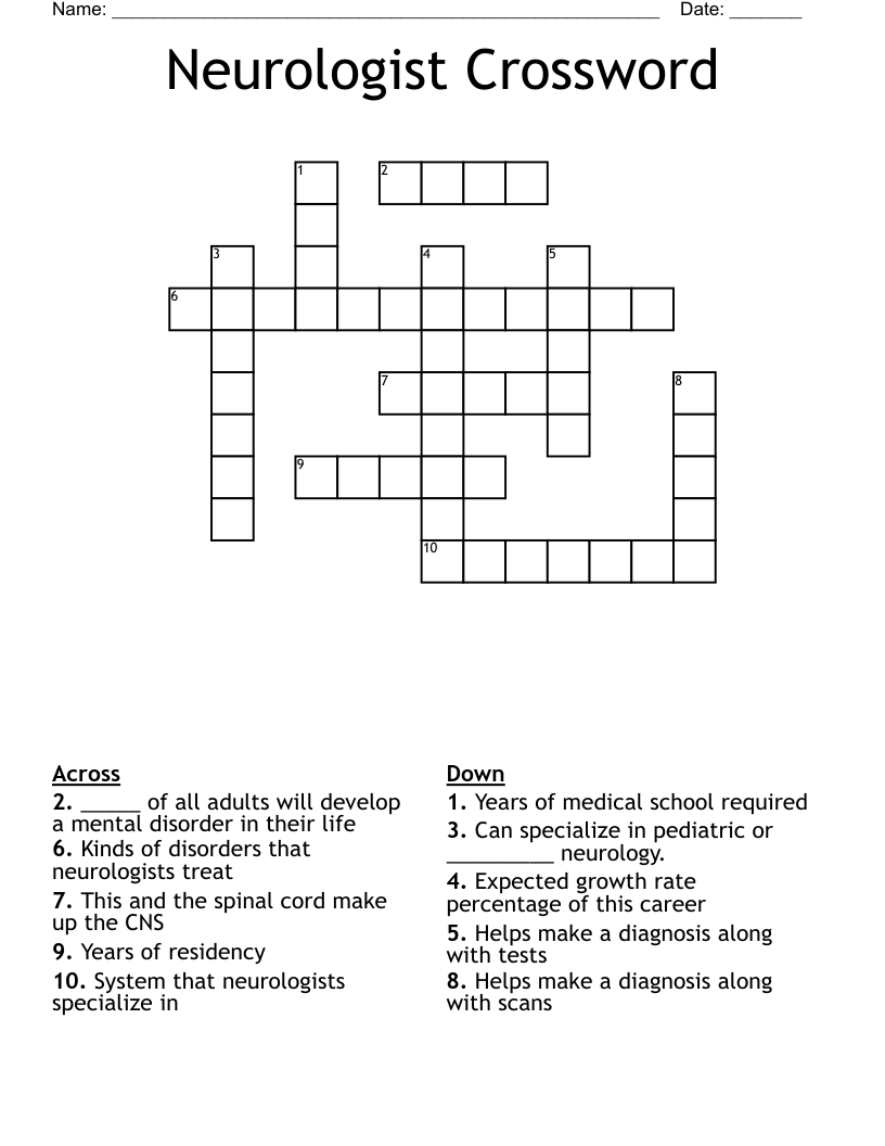 Neurologist Crossword