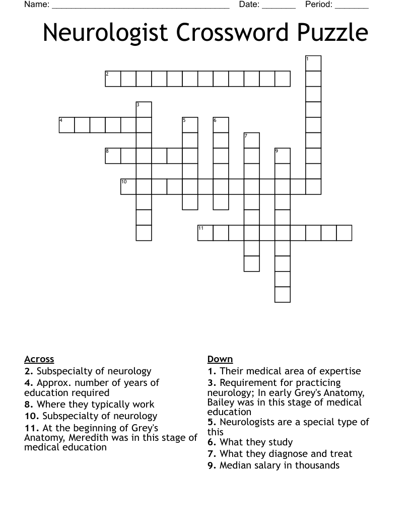 Neurologist Crossword Puzzle