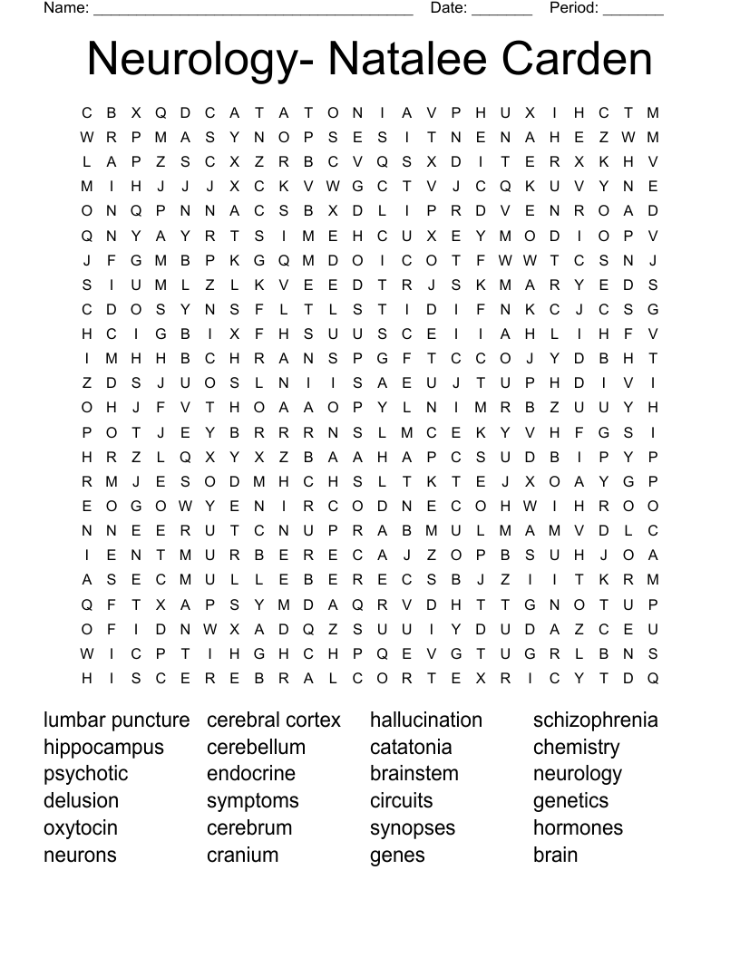 Neurology- Natalee Carden Word Search