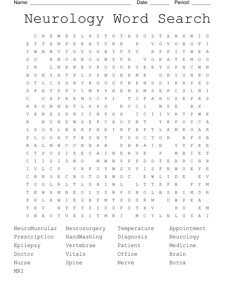 Neurology Word Search