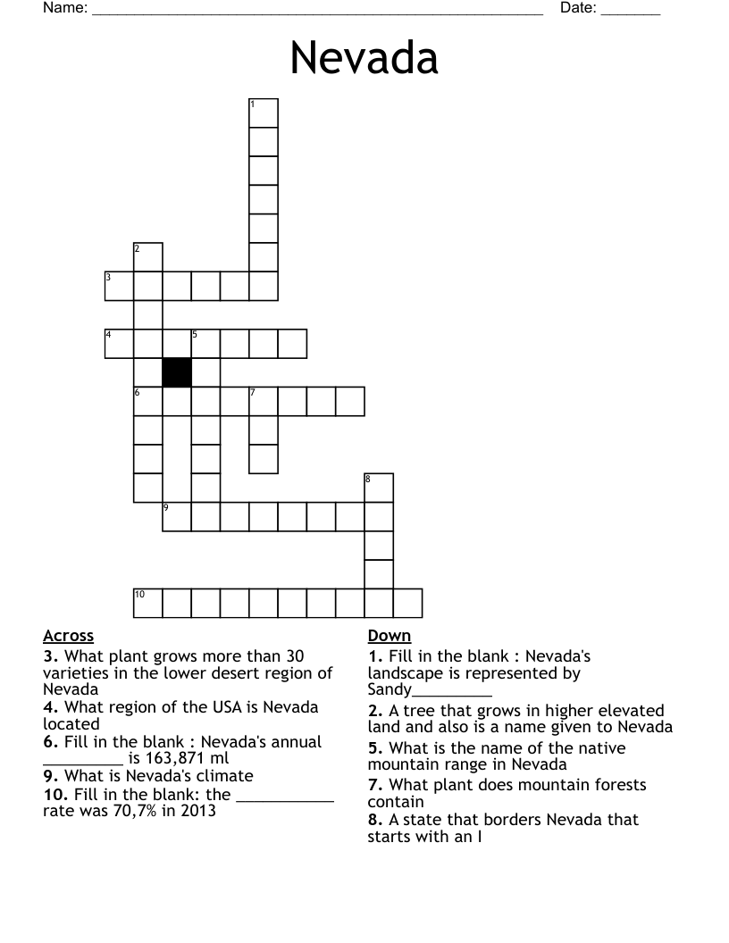 Nevada Crossword