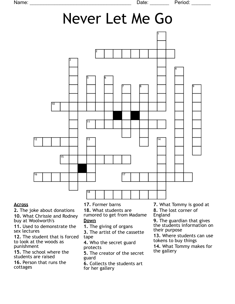 Never Let Me Go Crossword